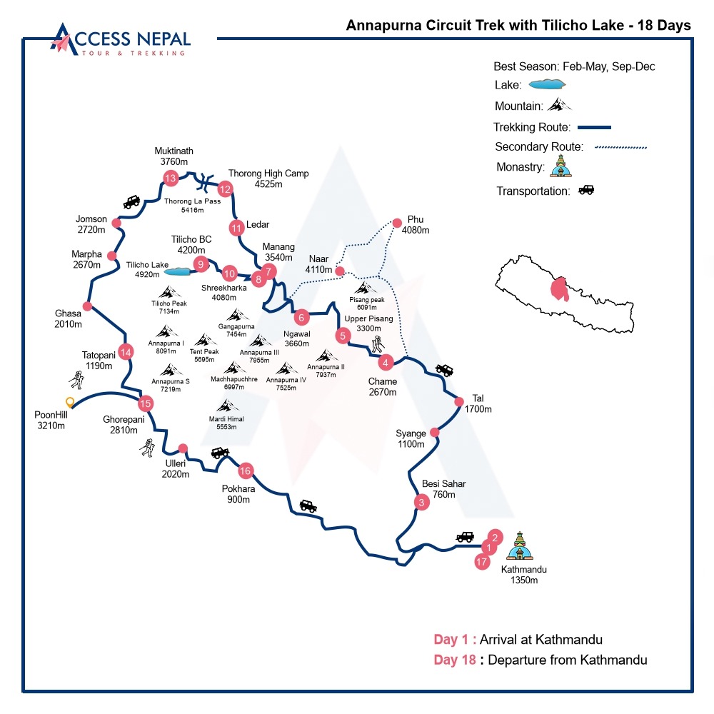Annapurna Circuit Trek with Tilicho Lake
