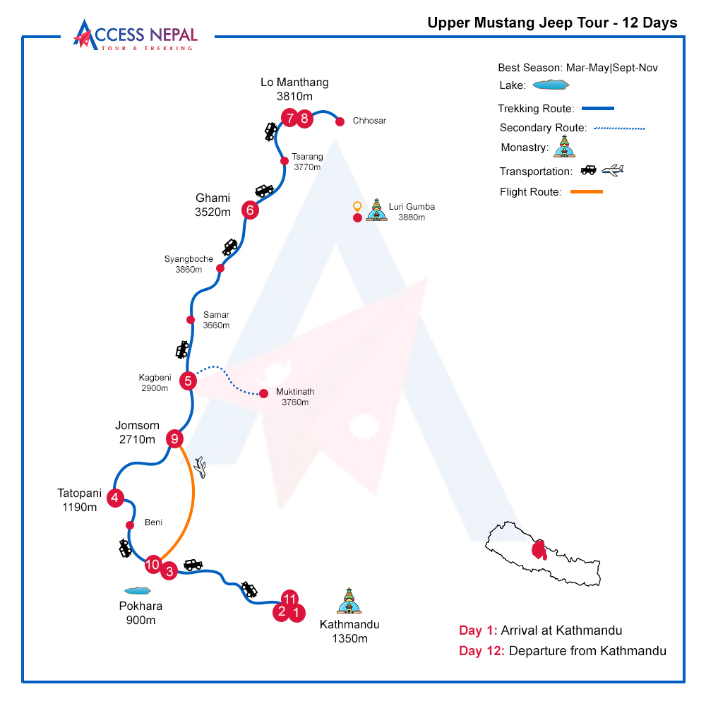 upper mustang jeep tour map new