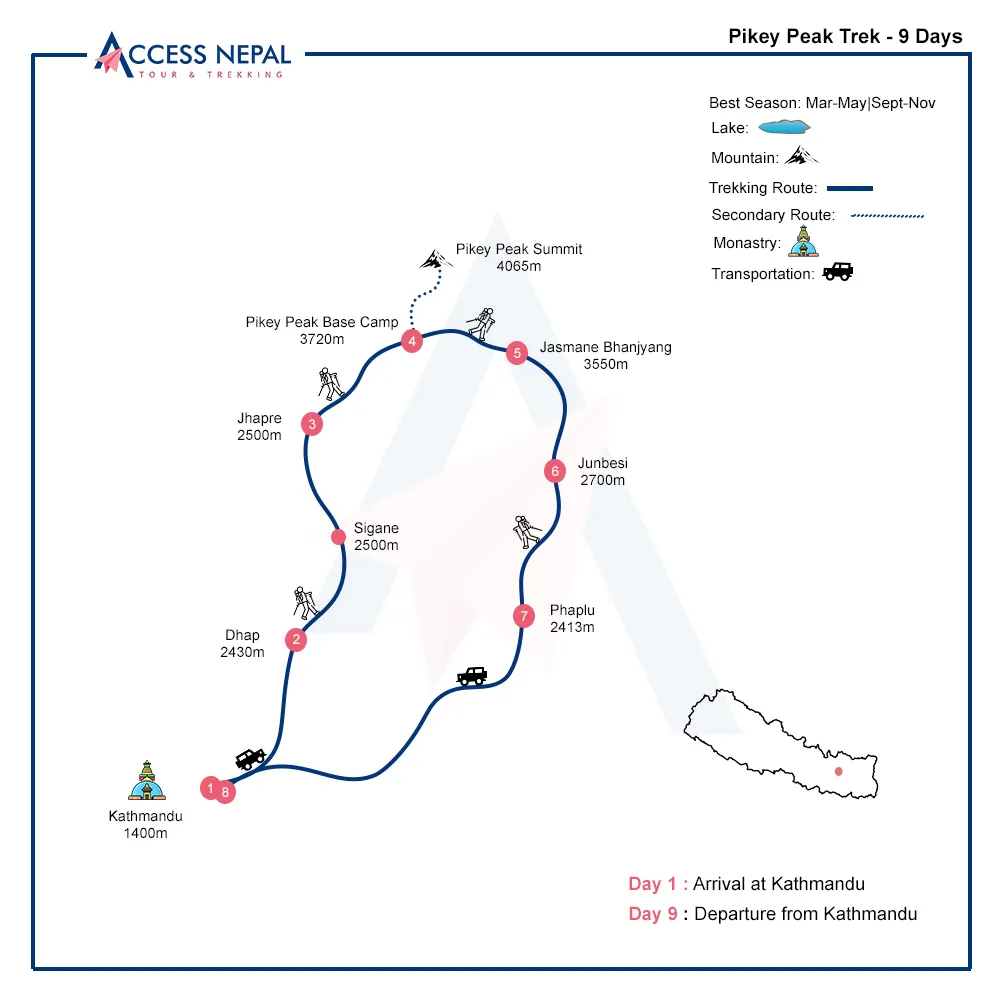 pikey peak trek route map