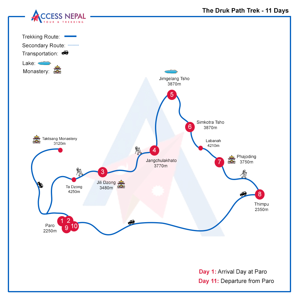 Druk Path Trek Route Map