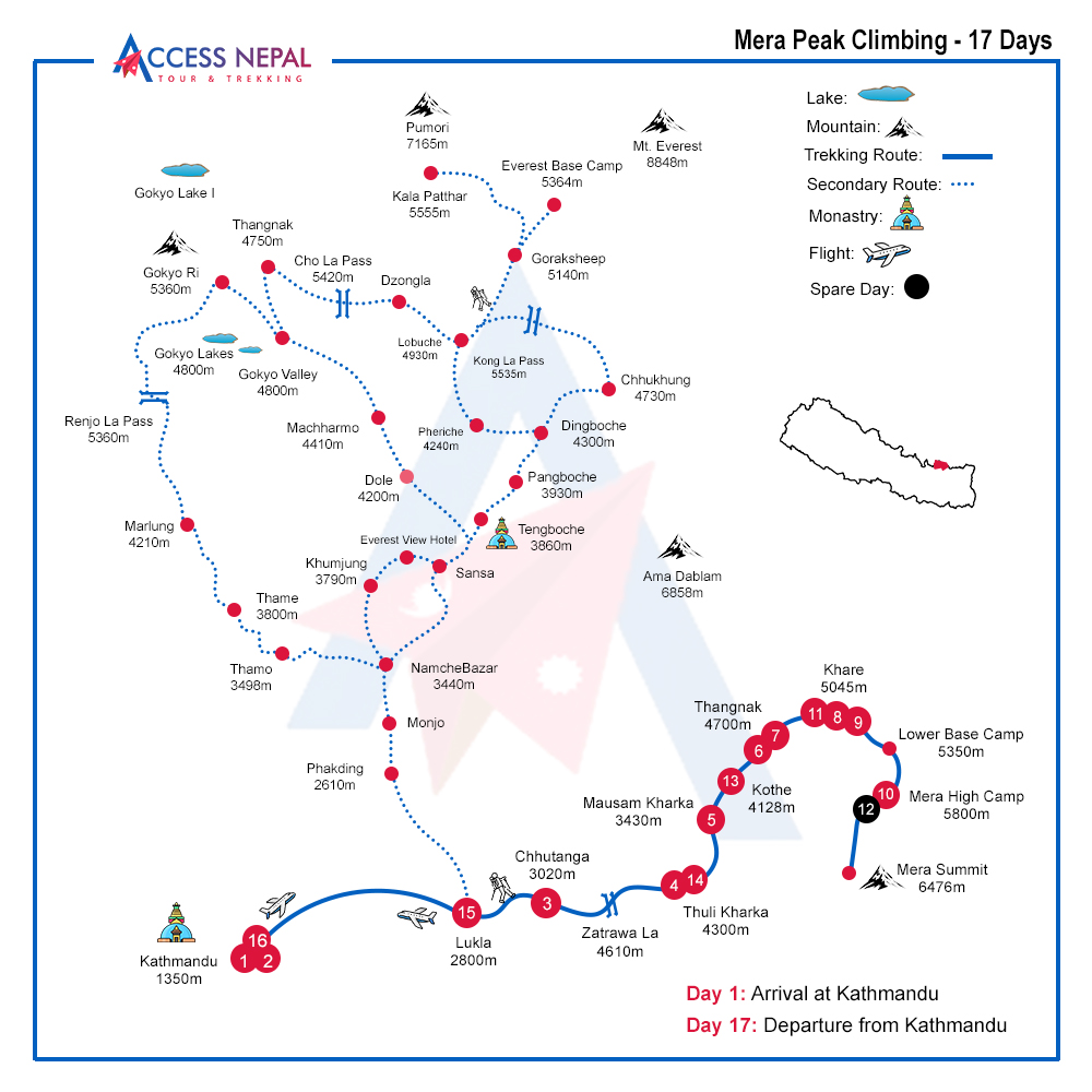 mera peak climbing route map