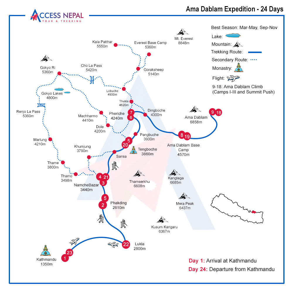 Ama Dablam Expedition route map