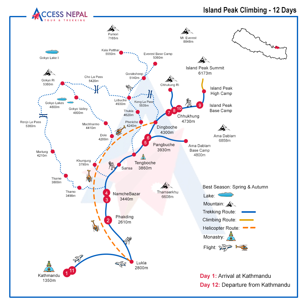 Island Peak Climbing -20 Days map