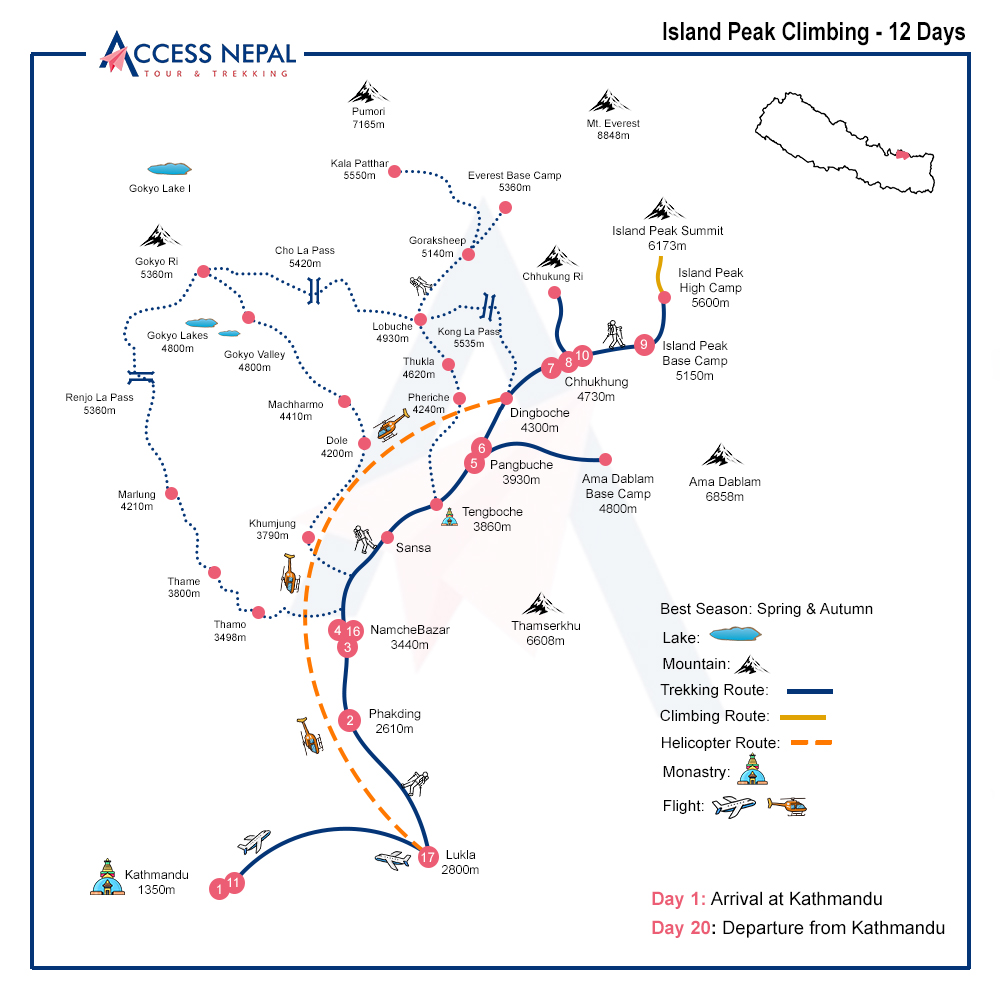 Island Peak Climbing -20 Days map