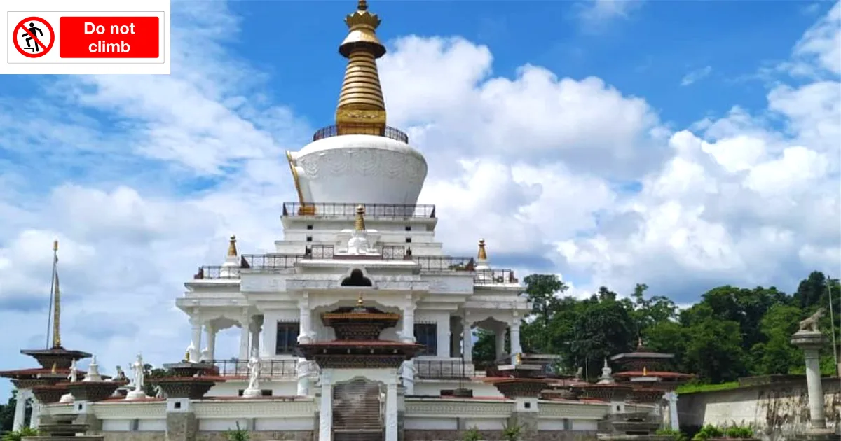 Don't climb or sit on stupas and walls