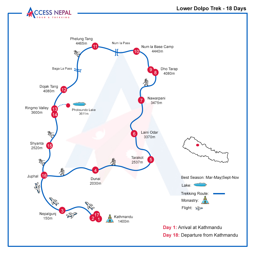 Lower Dolpo Trek Map