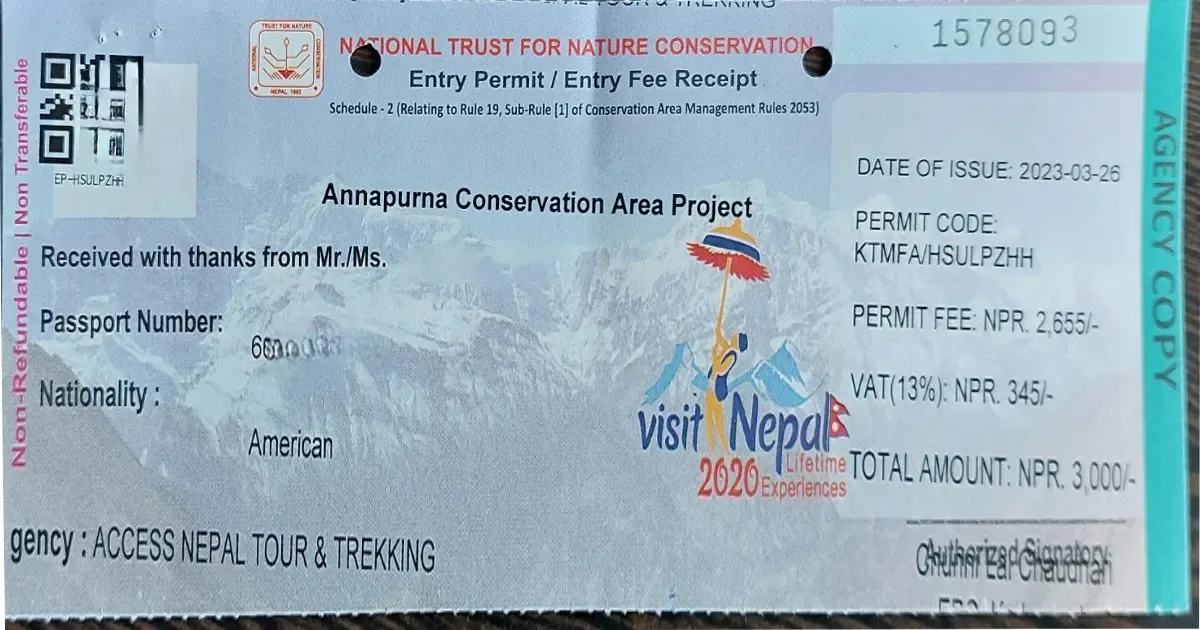 Annapurna Base Camp Trek Permit