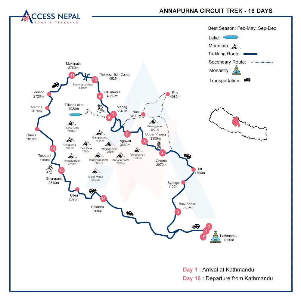 Annapurna Circuit Trek Map Route