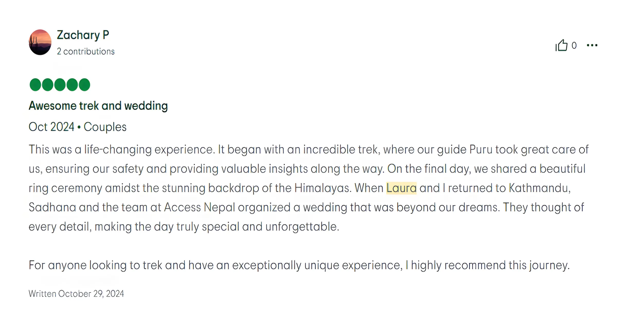 Review of Destination wedding 