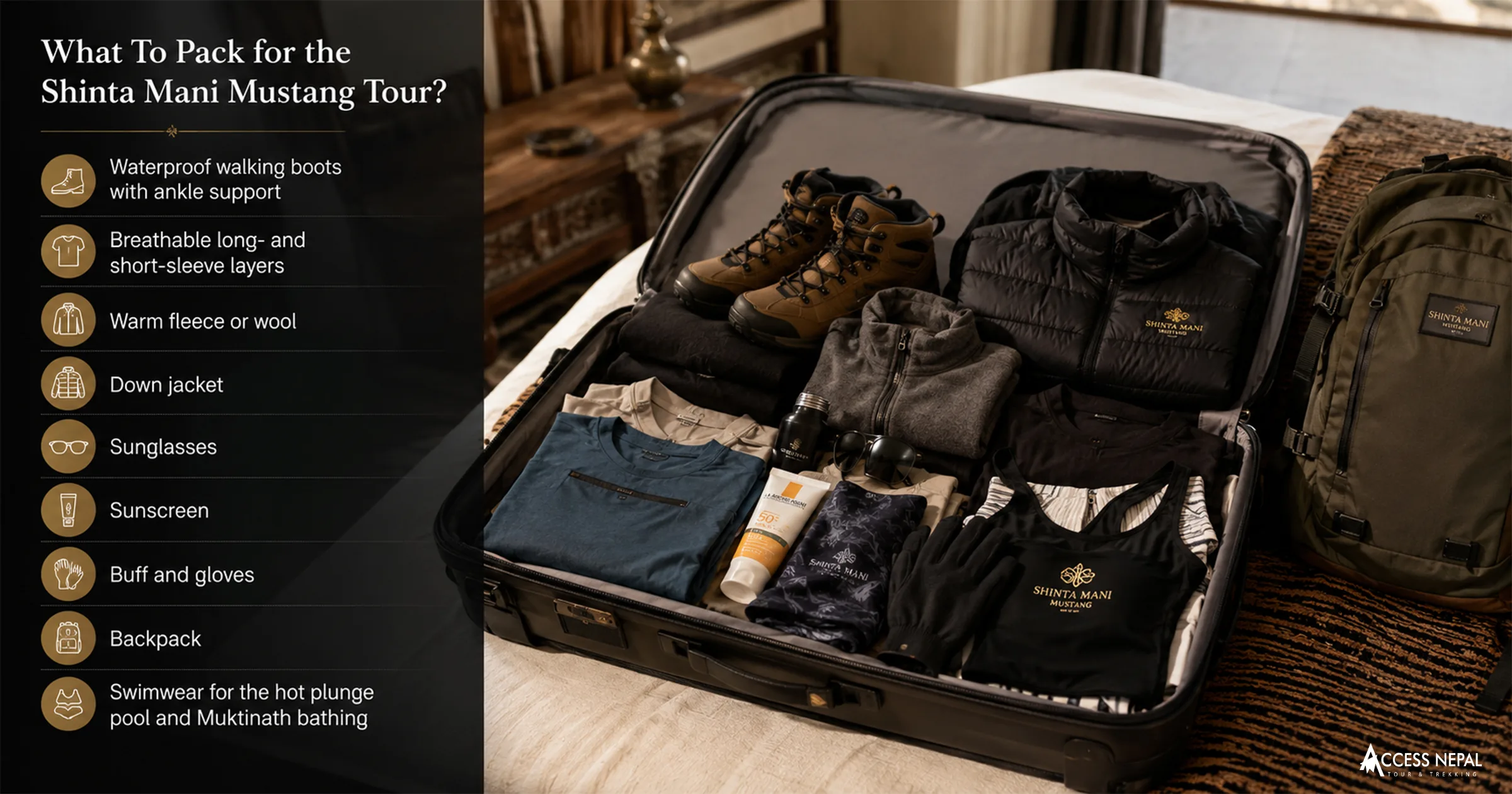 Packing Items for Shinta Mani Mustang Luxury Tour