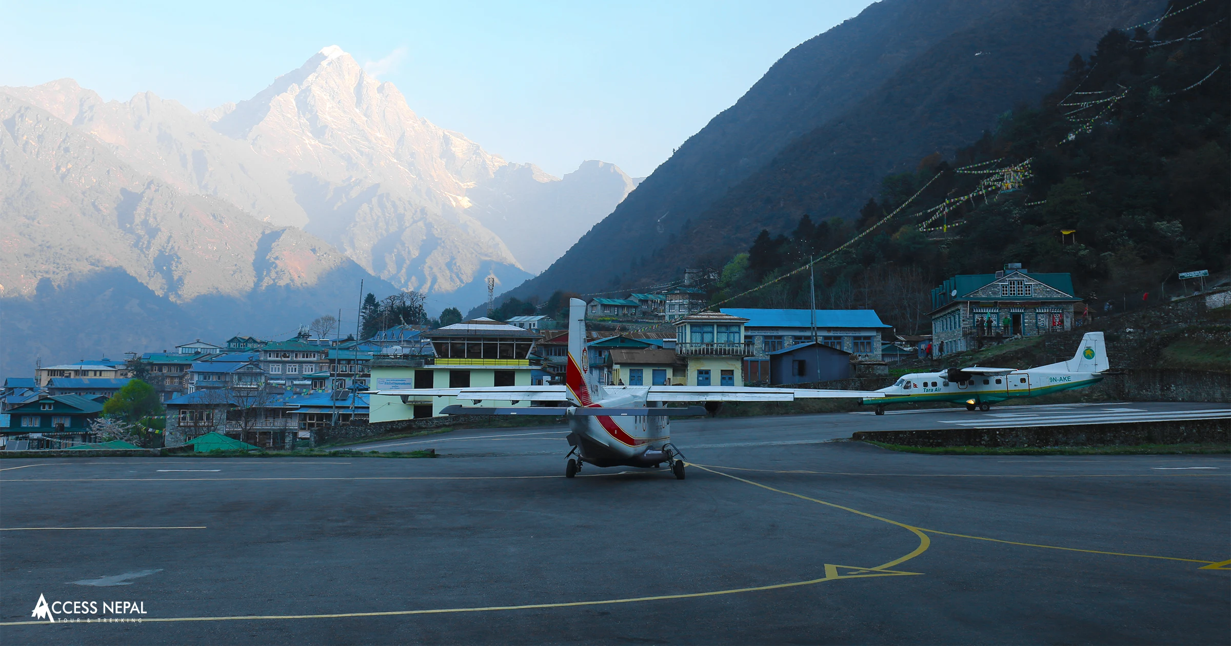 Tenzing-Hillary Airport in Lukla, Nepal, sits at 2,845 meters (9,334 feet) elevation as a gateway to Everest